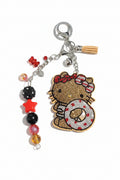 Cat keychain/charm w/detachable hand-beaded bagcharm