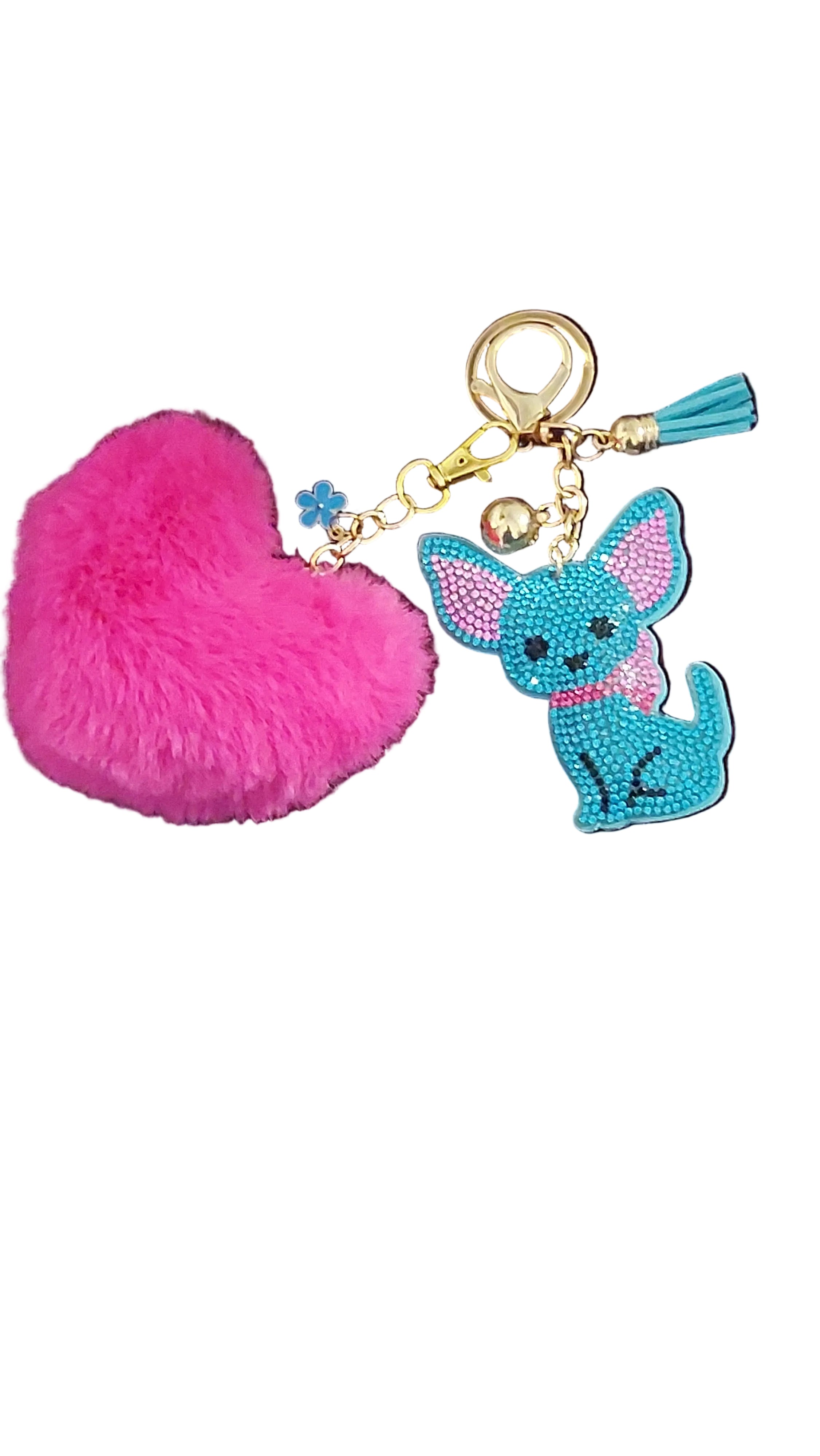 Chihuahua keychain/charm and pompom charm