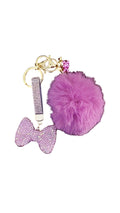 bow keychain/bagcharm w/ pompom bagcharm