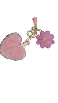 Flower keychain/bagcharm and pompom charm