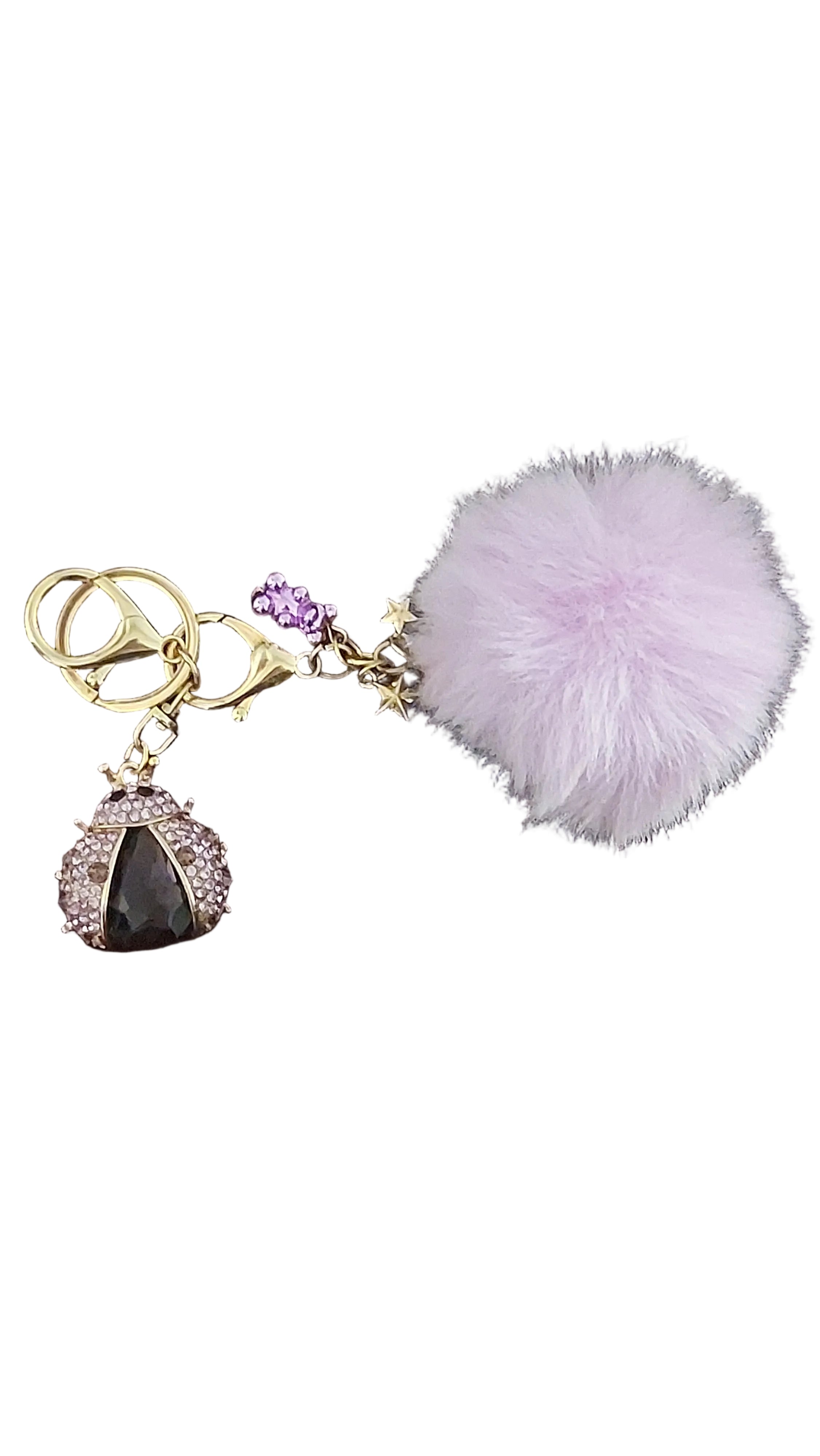 Ladybug keychain/bagcharm w/pompom charm