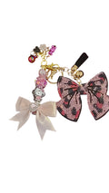 Pink bow keychain/bagcharm w/detachable junk bagcharm