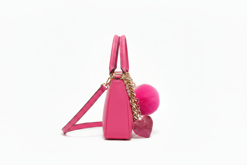 DKNY bag with crossbody strap, chains, keychain/bagcharm and bagcharm all included