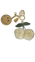 Smiley-face keychain/charm w/fuzzy cherry keychain