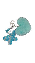 Butterfly keychain bagcharm w/detachable heart-shaped pompom charm