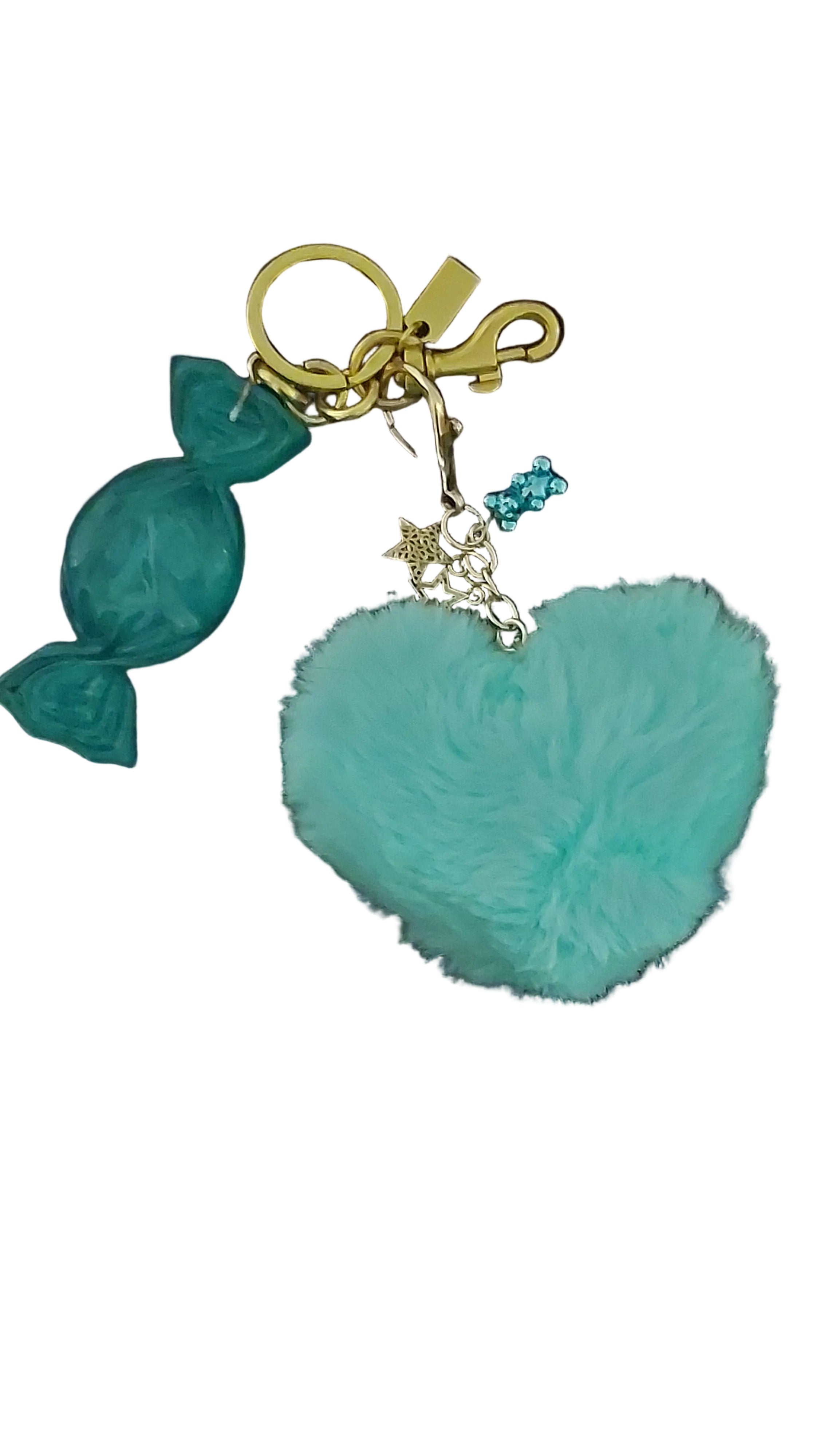 Candy keychain/charm w pompom charm